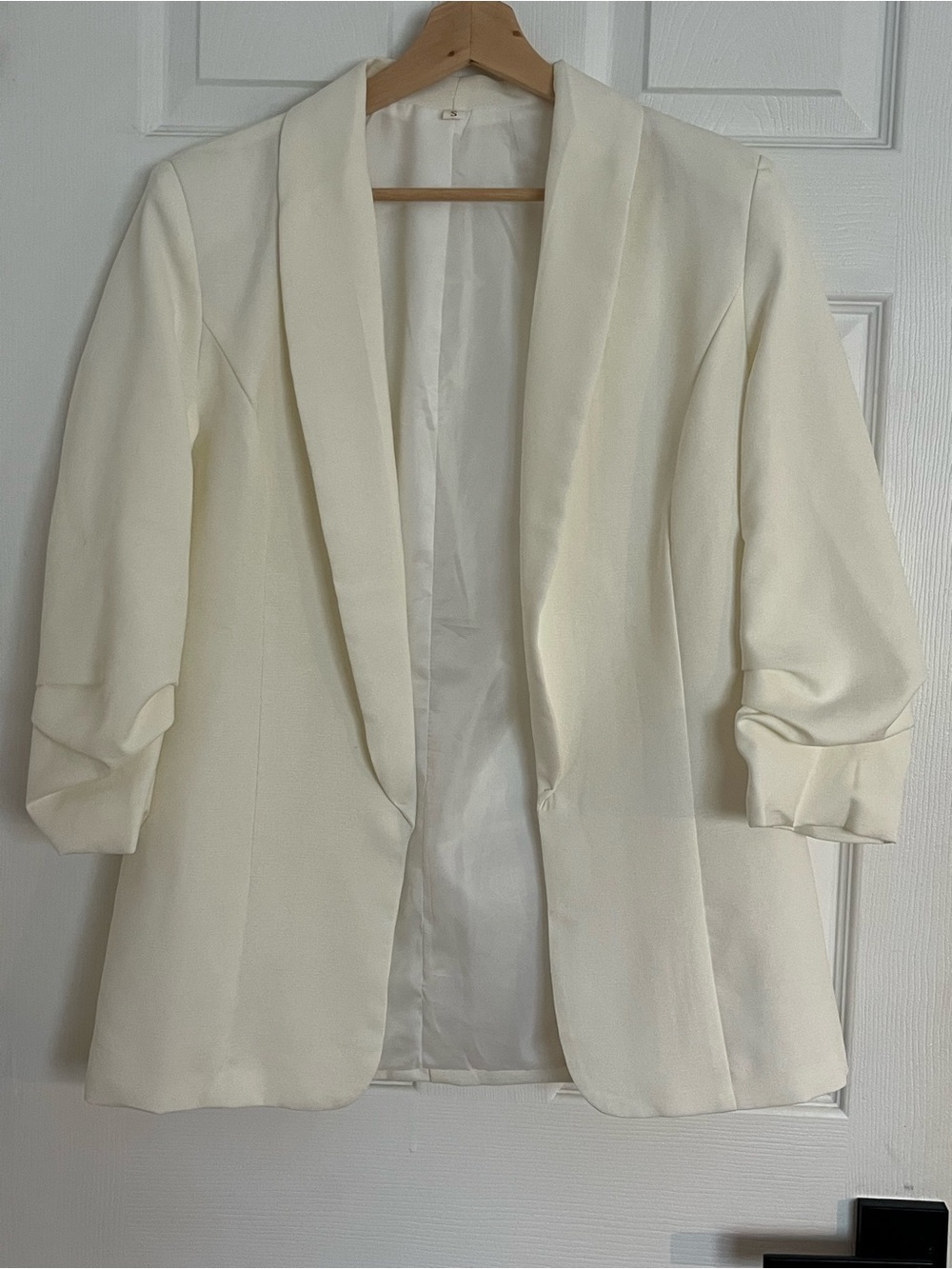 Women's Cream Open-Front Shawl Blazer Jacket